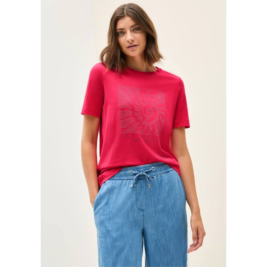 Cecil t-paita printti, punainen - Moment.fi