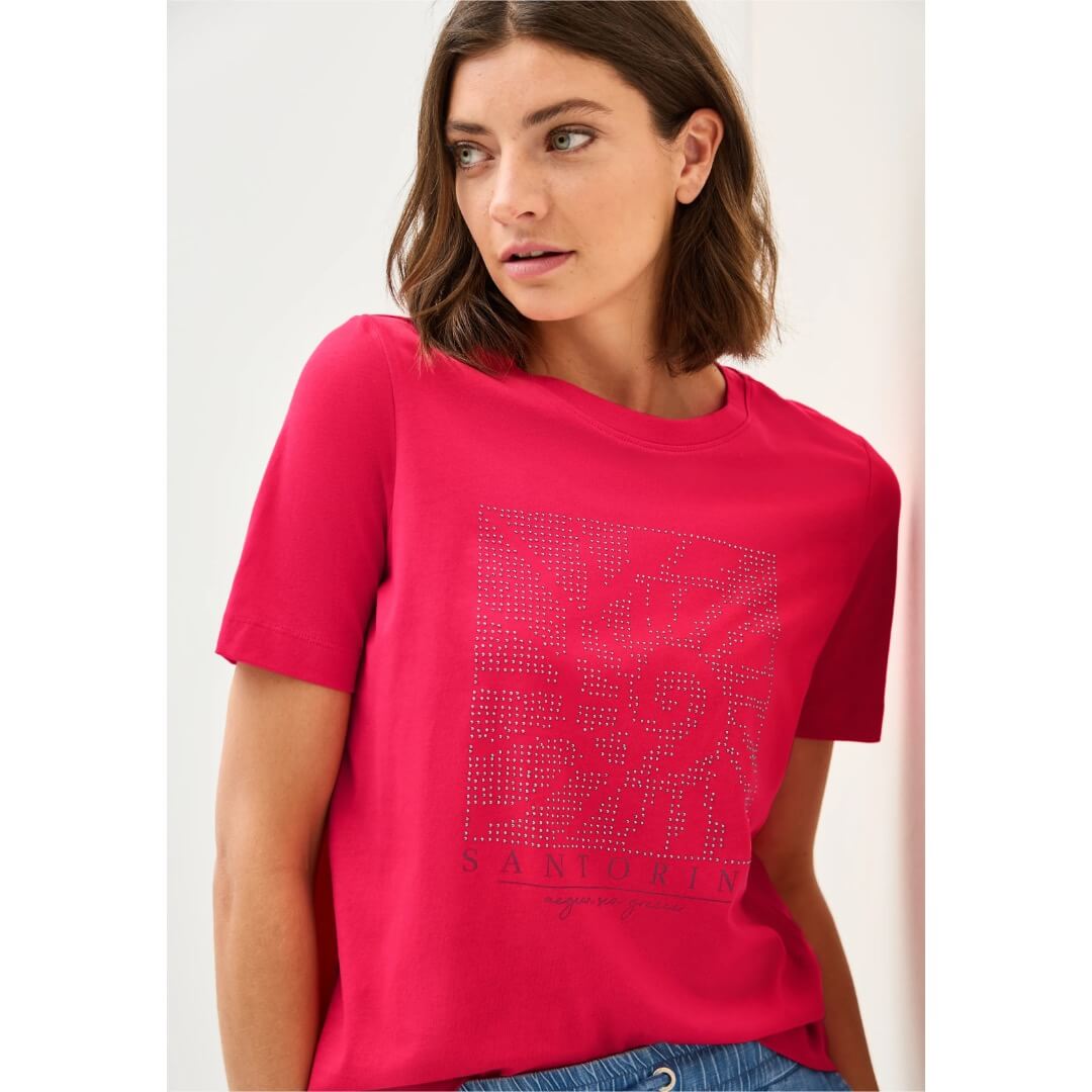 Cecil t-paita printti, punainen - Moment.fi