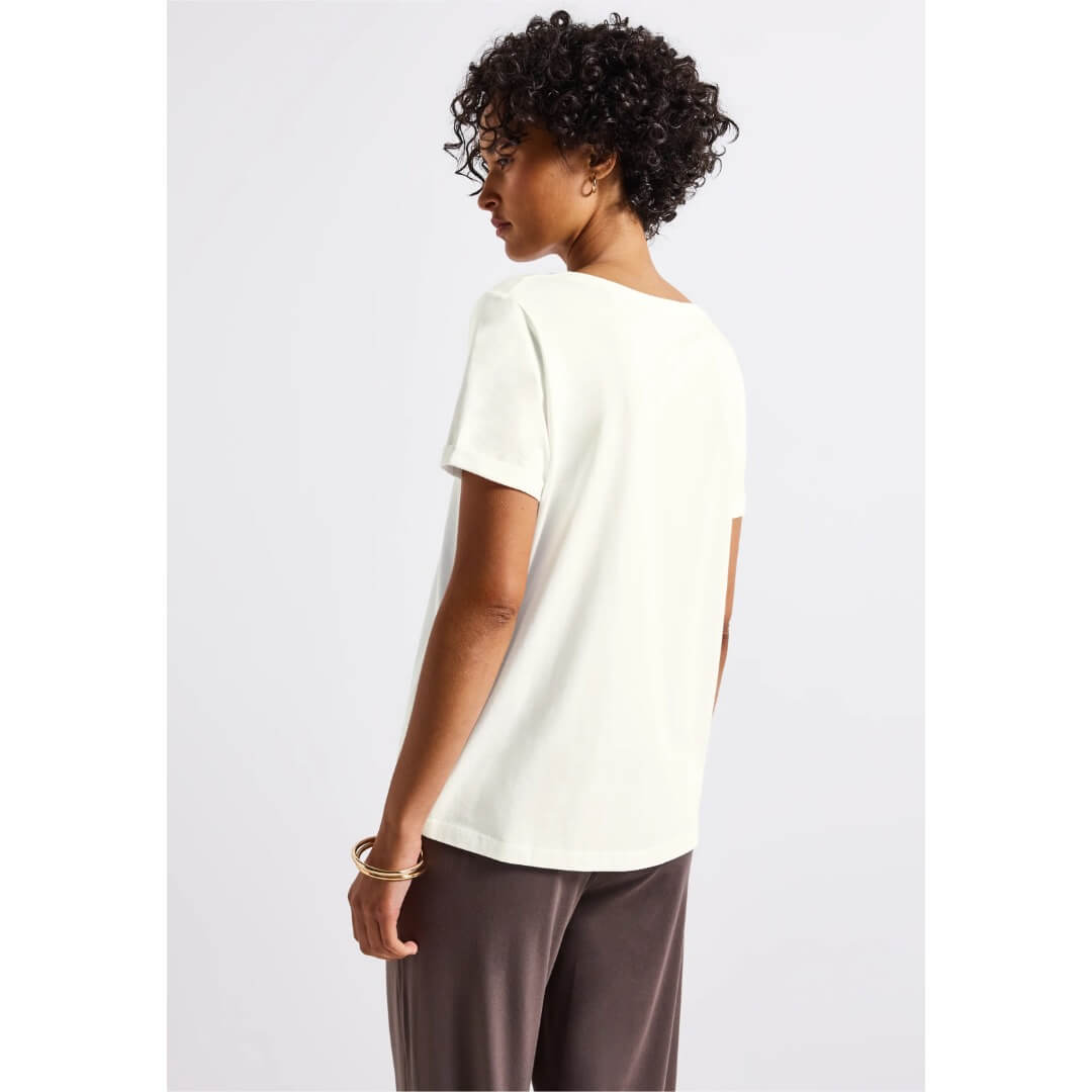 Street One t-paita modaali, luonnonvalkoinen - Moment.fi