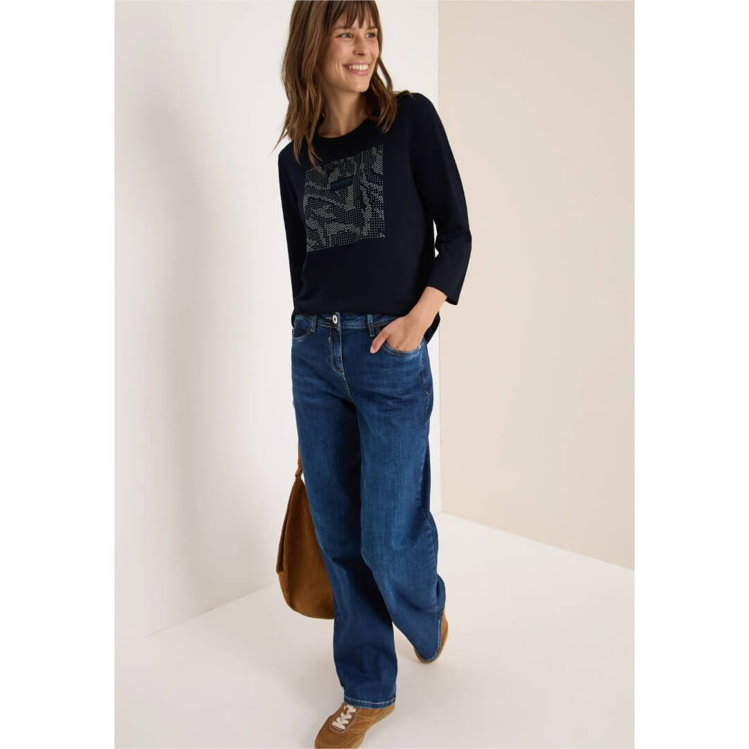 Street One trikoopaita 3/4, tummansininen - Moment.fi