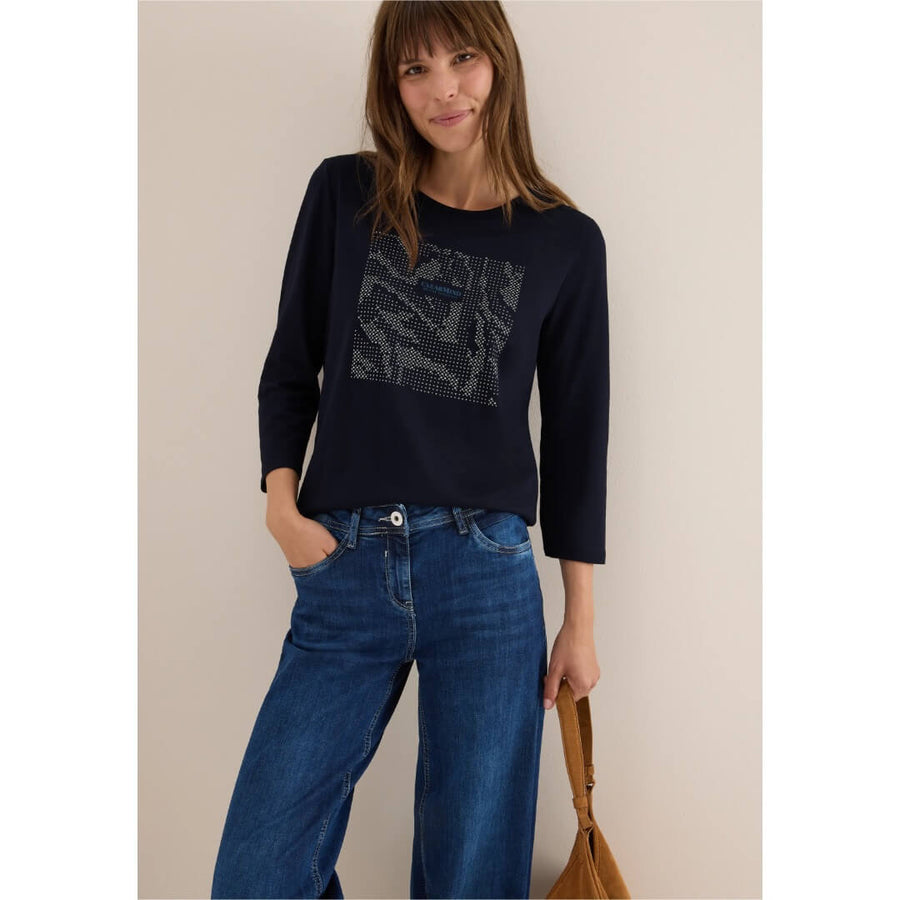 Street One trikoopaita 3/4, tummansininen - Moment.fi