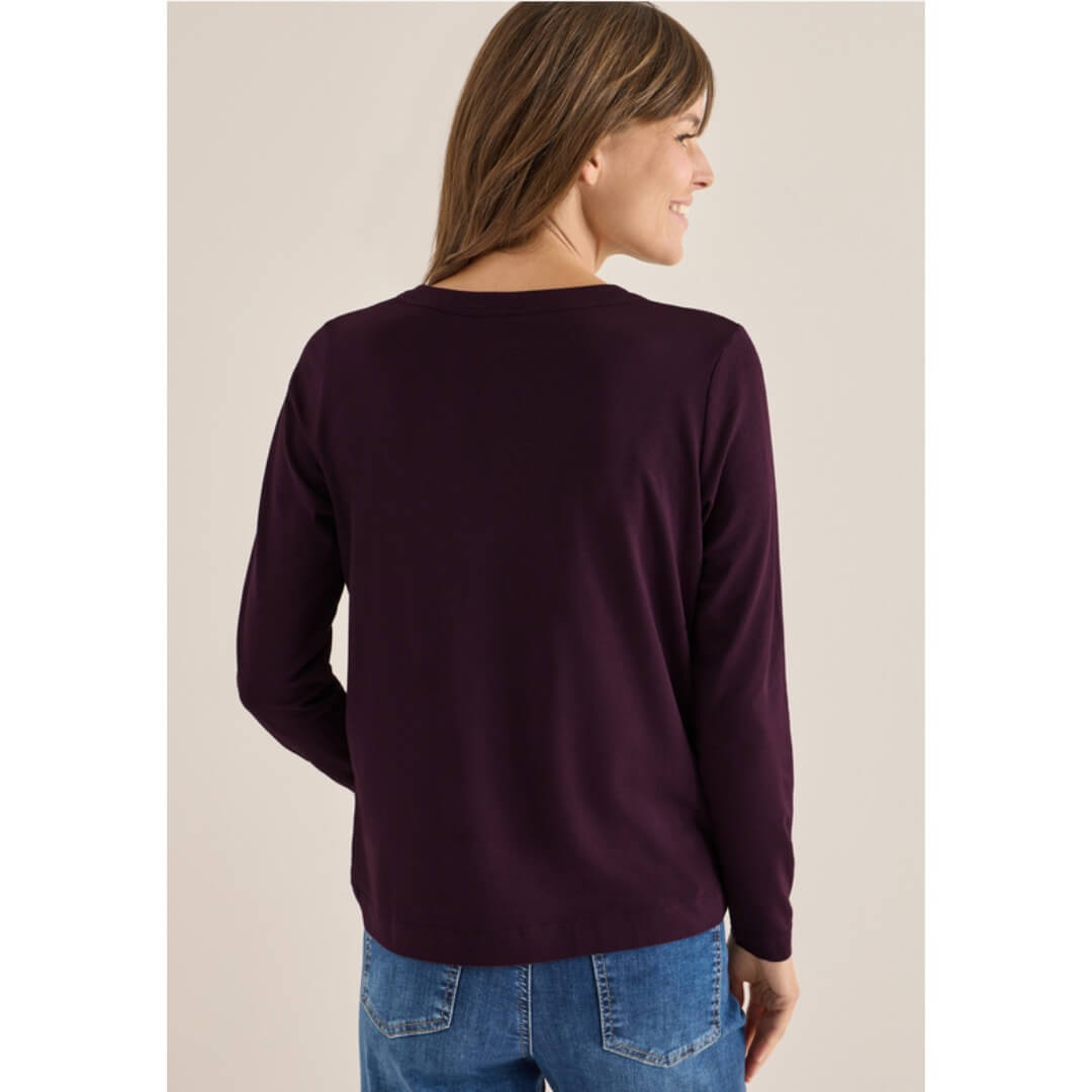 Cecil trikoopaita v-aukko, tummanlila - Moment.fi