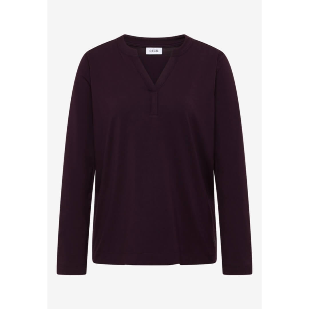 Cecil trikoopaita v-aukko, tummanlila - Moment.fi