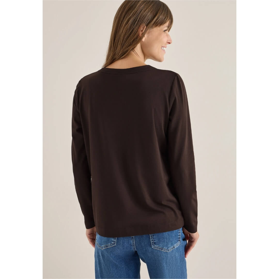 Cecil trikoopaita v-aukko, tummanruskea - Moment.fi