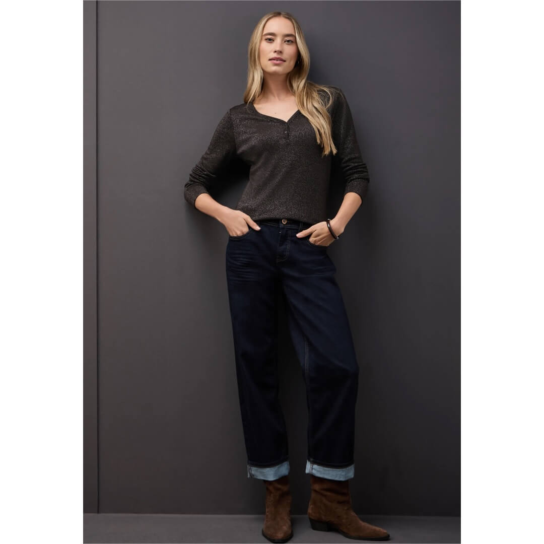 Street One glitterpaita, tumminruskea - Moment.fi