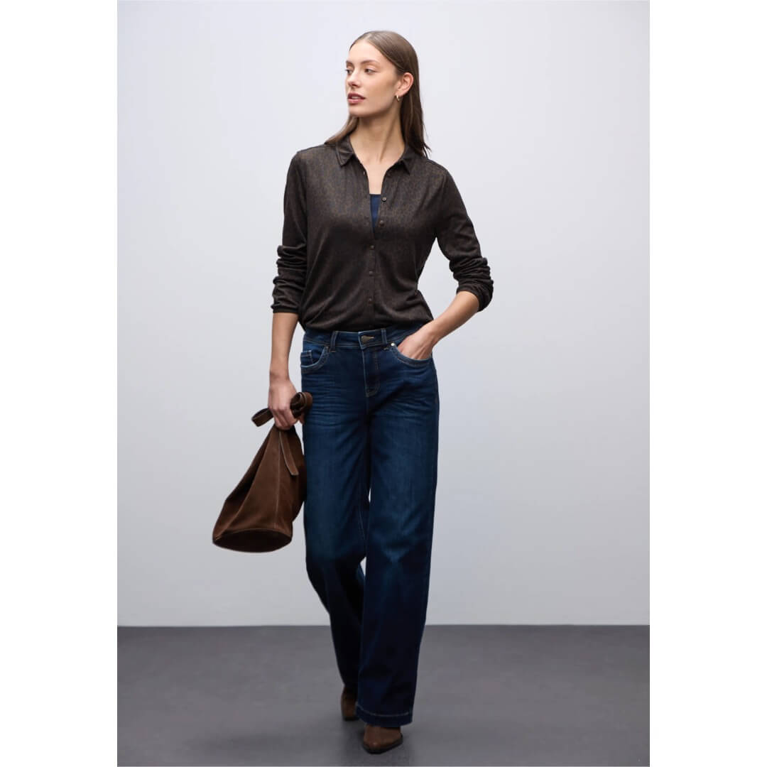 Street One kuosipaita, tummanruskea - Moment.fi