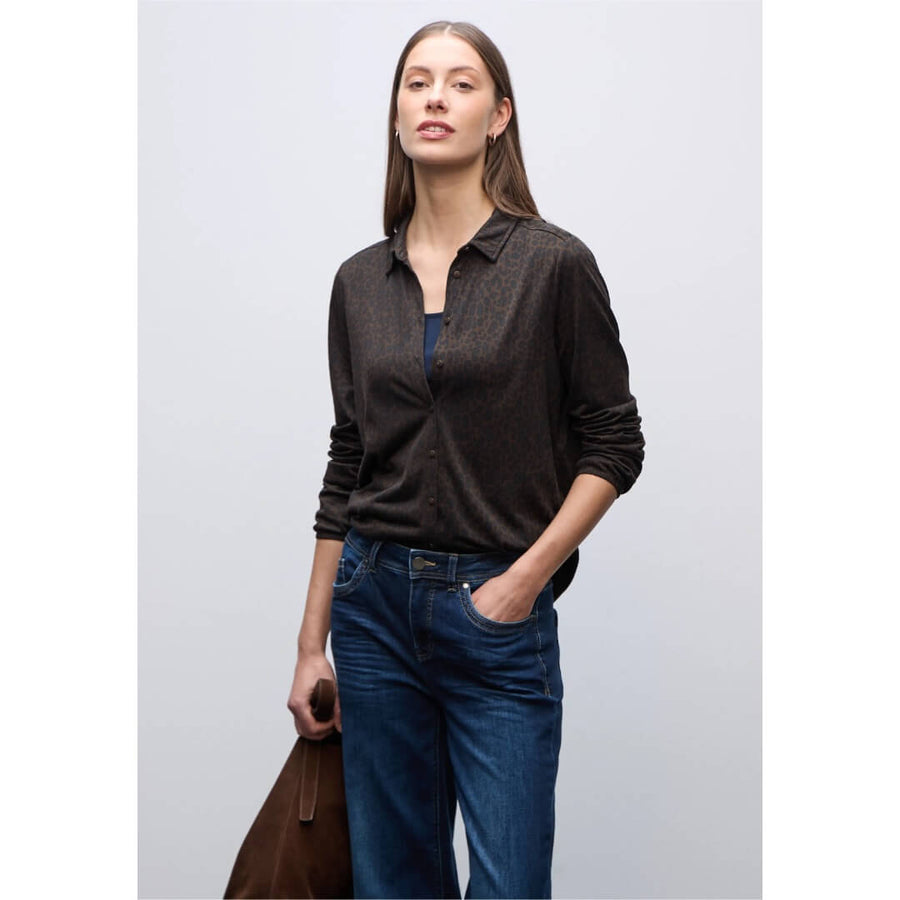 Street One kuosipaita, tummanruskea - Moment.fi