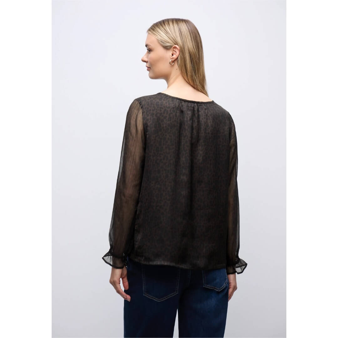 Street One chifonkipaita, tummanruskea - Moment.fi