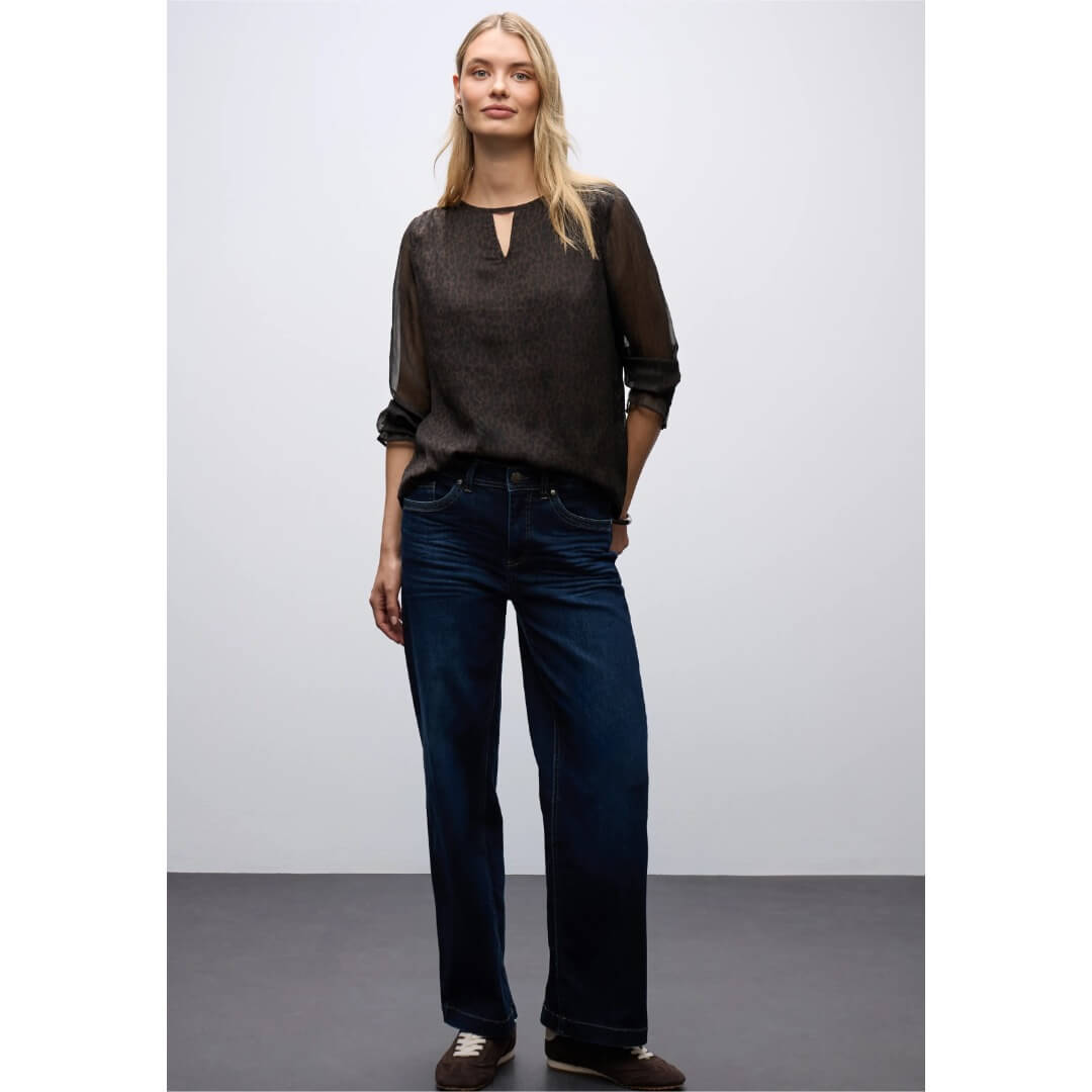 Street One chifonkipaita, tummanruskea - Moment.fi