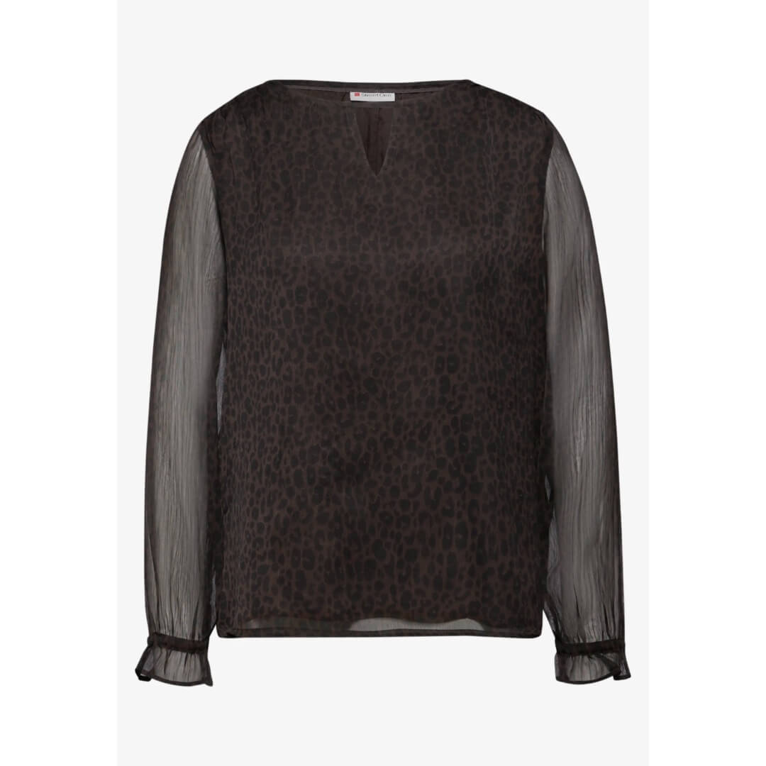 Street One chifonkipaita, tummanruskea - Moment.fi