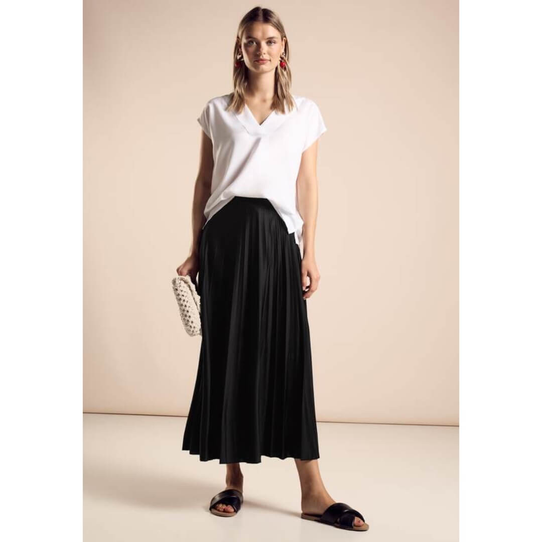 Street One pliseerattu hame, musta - Moment.fi