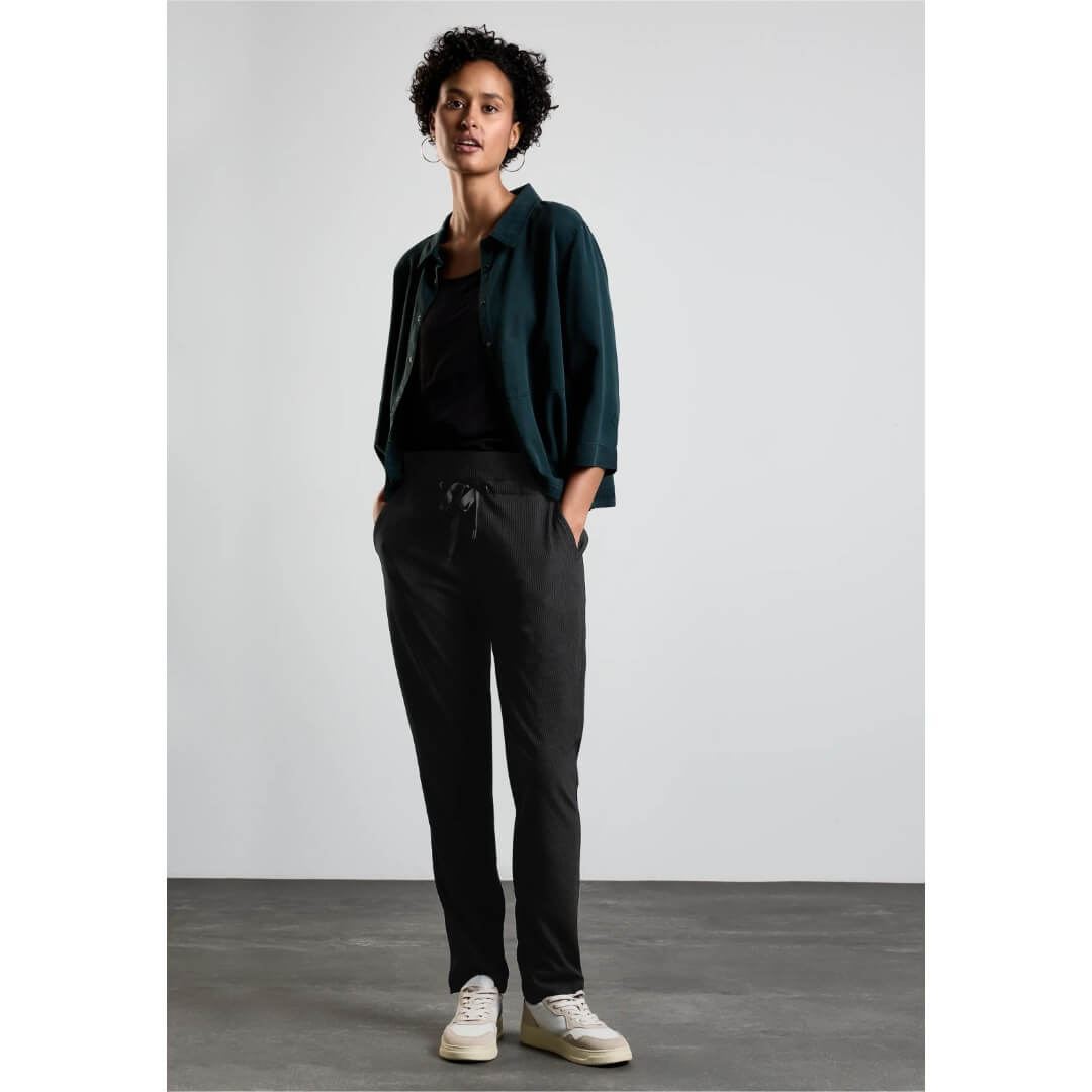 Street One struktuurihousu, musta - Moment.fi