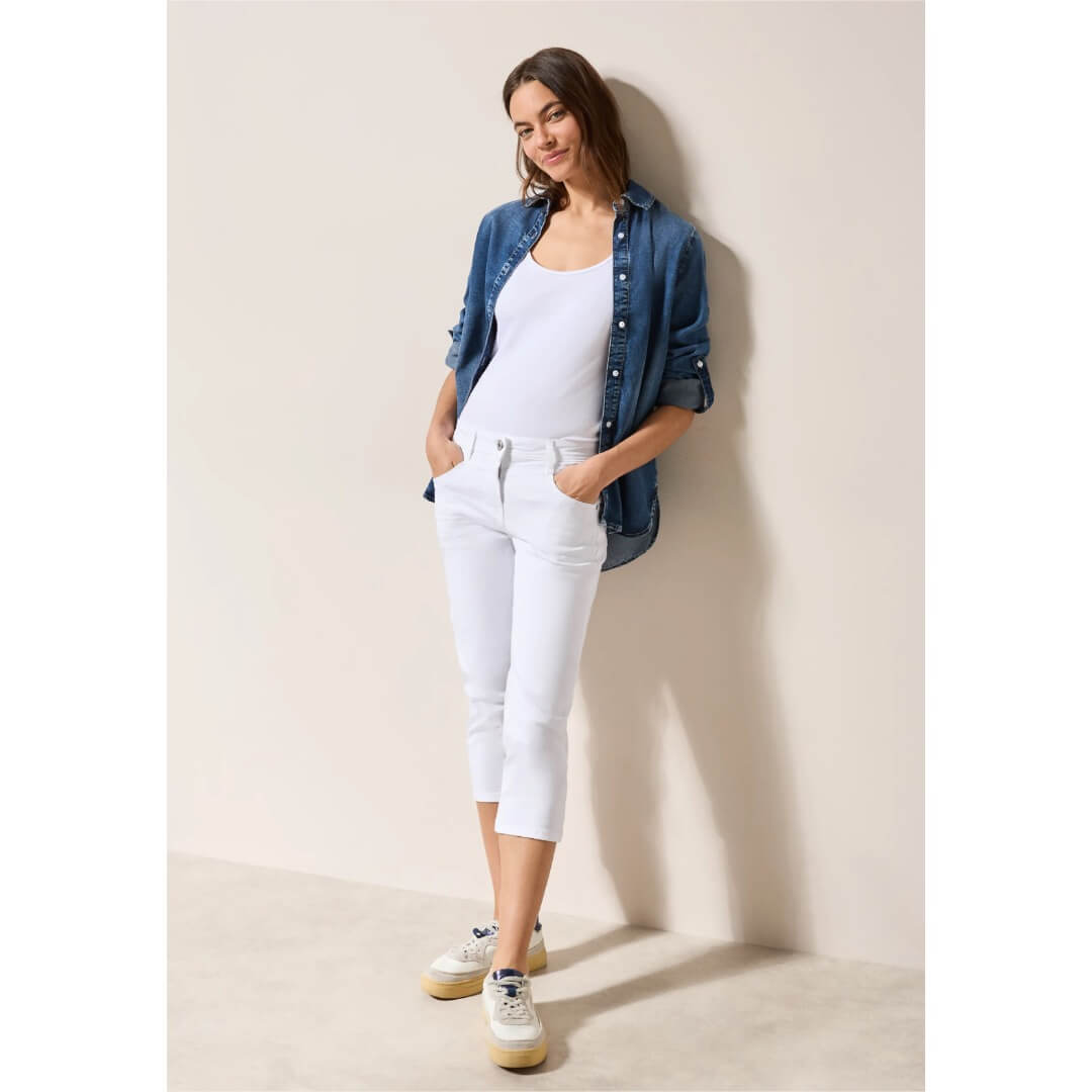 Cecil farkkucapri 22" , valkoinen - Moment.fi