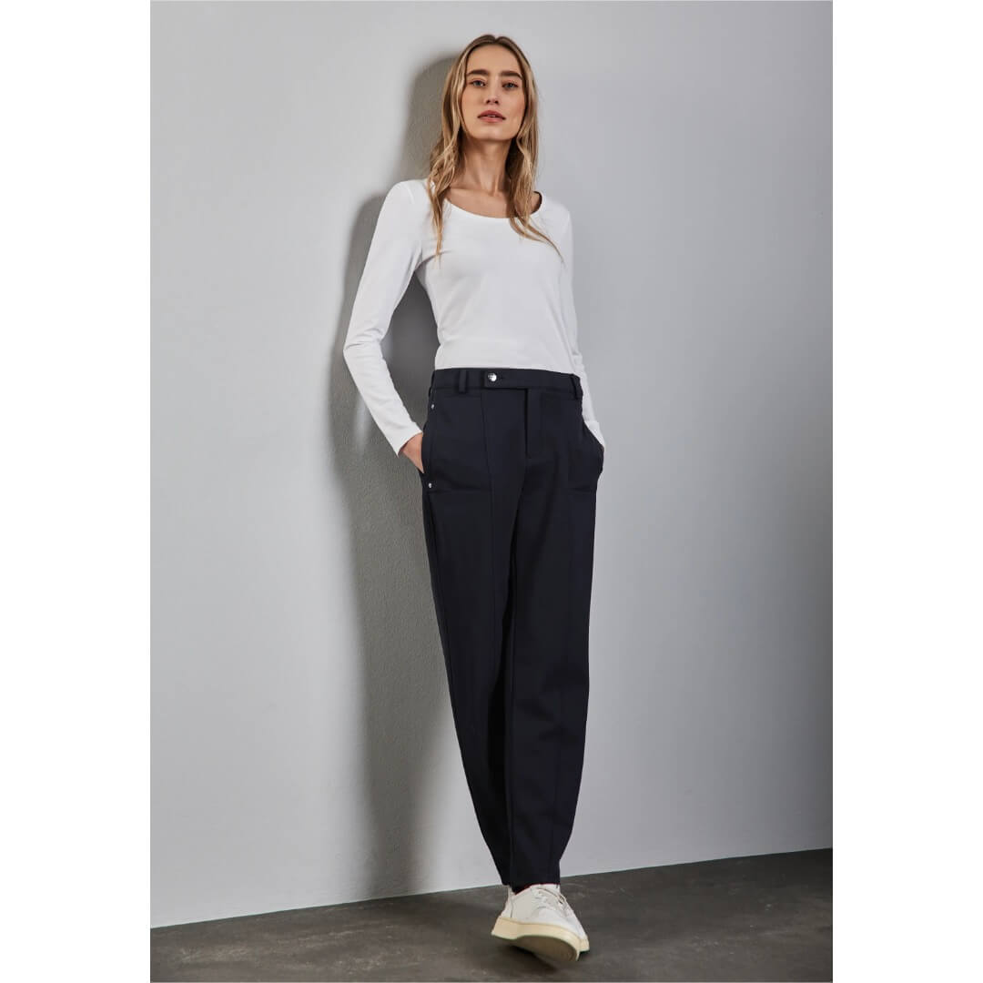 Street One jerseyhousu, tummansininen - Moment.fi