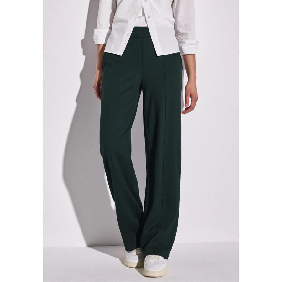 Street One jerseyhousu leveä, tummanvihreä - Moment.fi