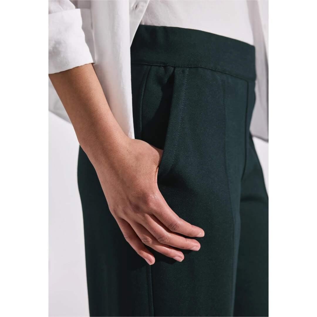 Street One jerseyhousu leveä, tummanvihreä - Moment.fi