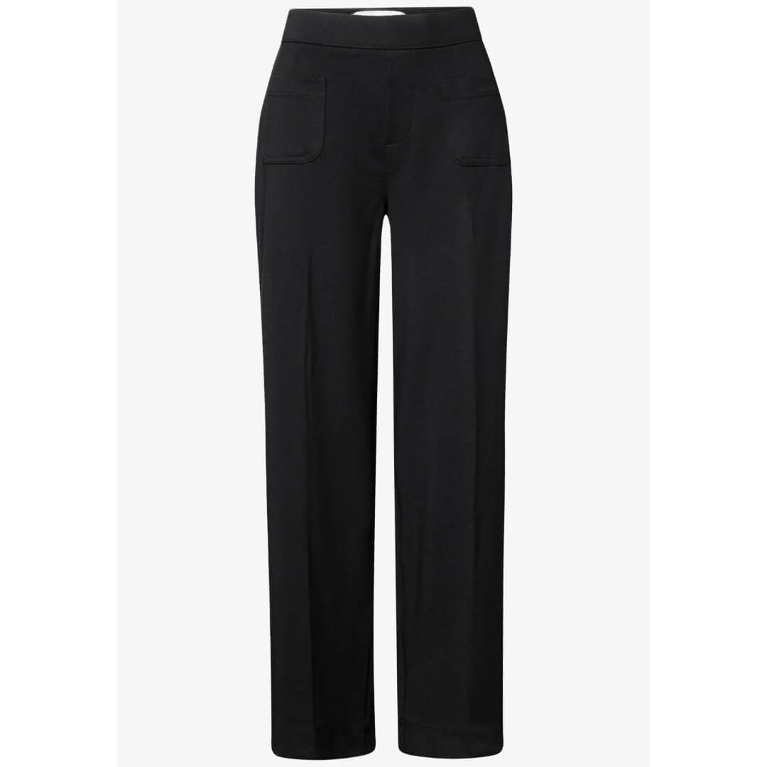 Street One jerseyhousu leveä, musta - Moment.fi