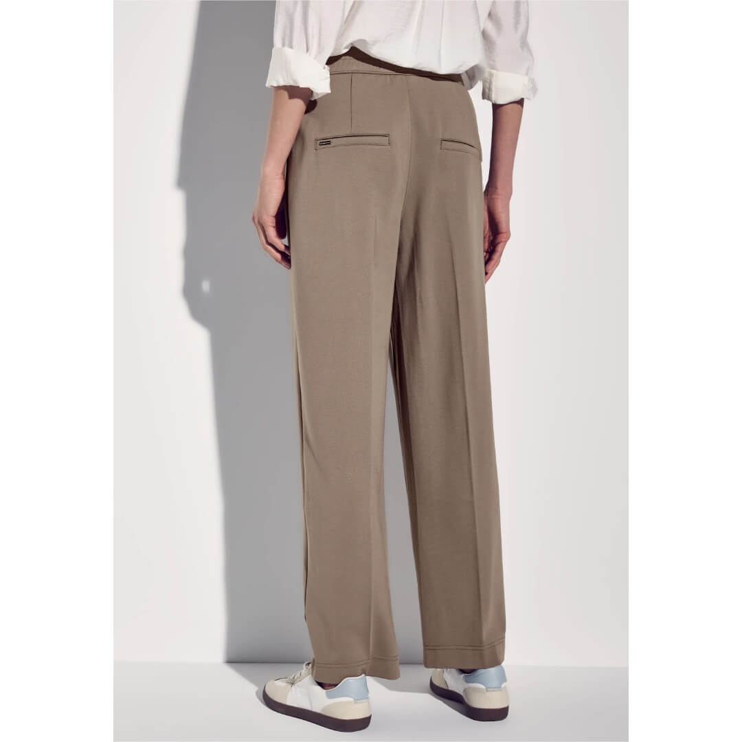 Street One jerseyhousu leveä, beige - Moment.fi