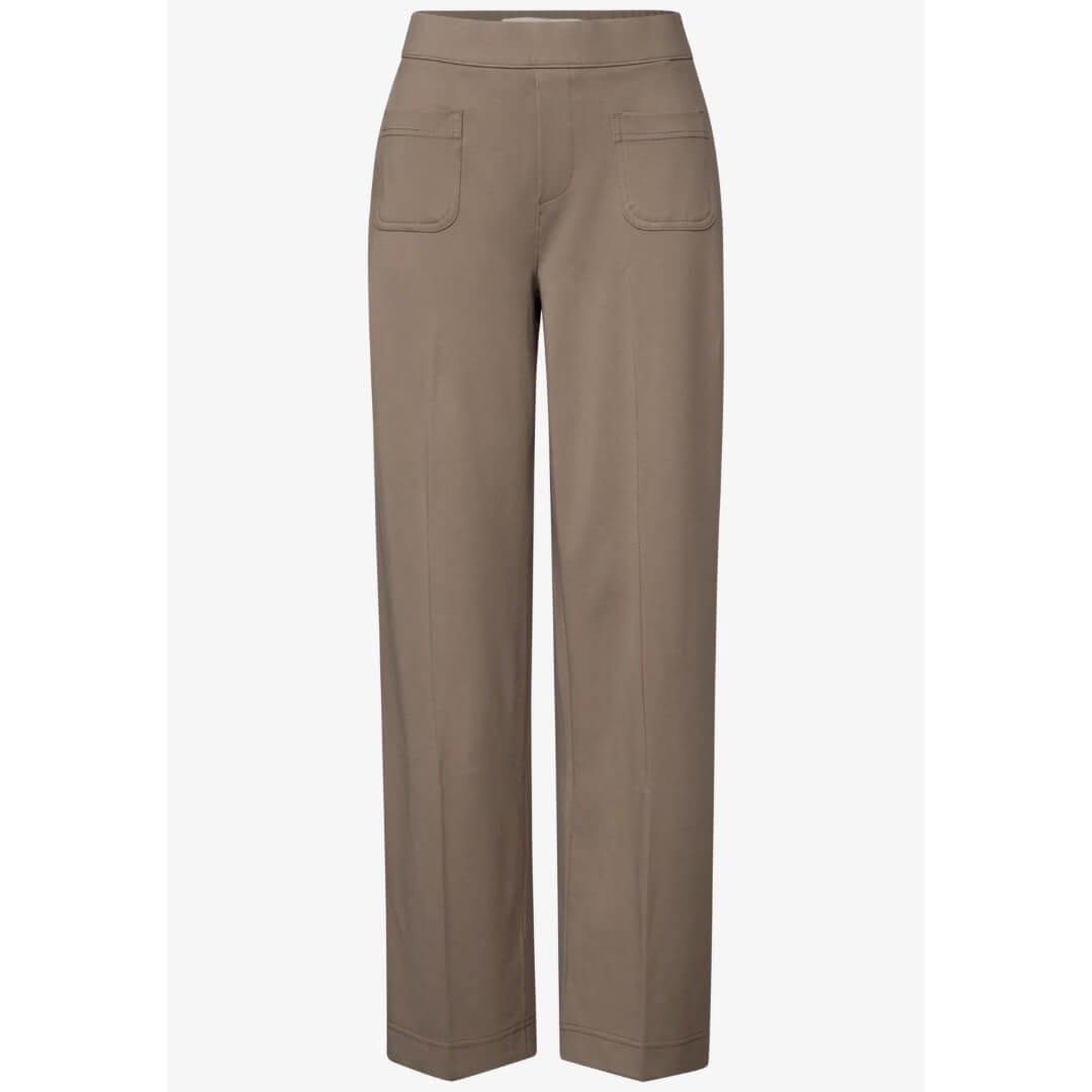 Street One jerseyhousu leveä, beige - Moment.fi