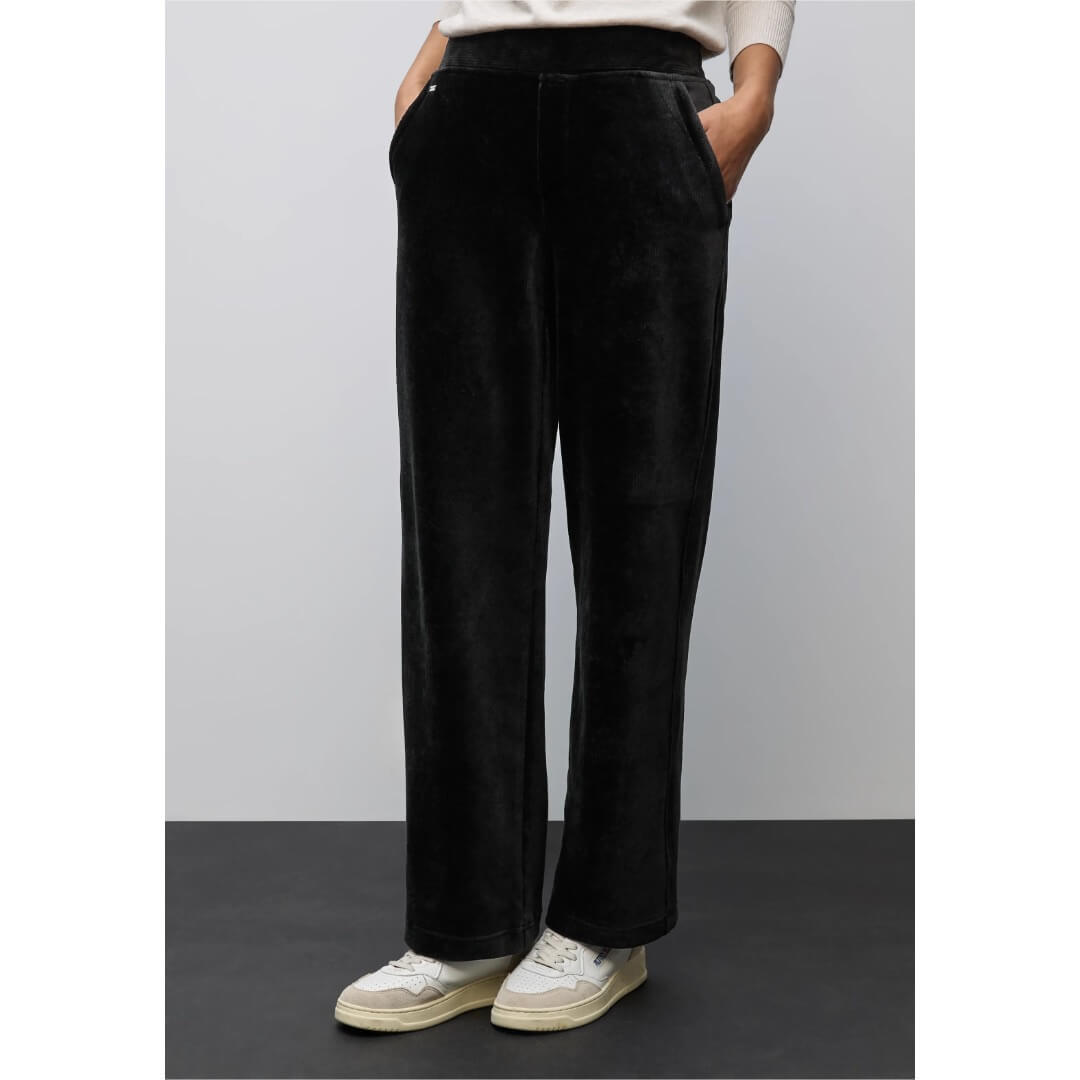 Street One samettihousu, musta - Moment.fi