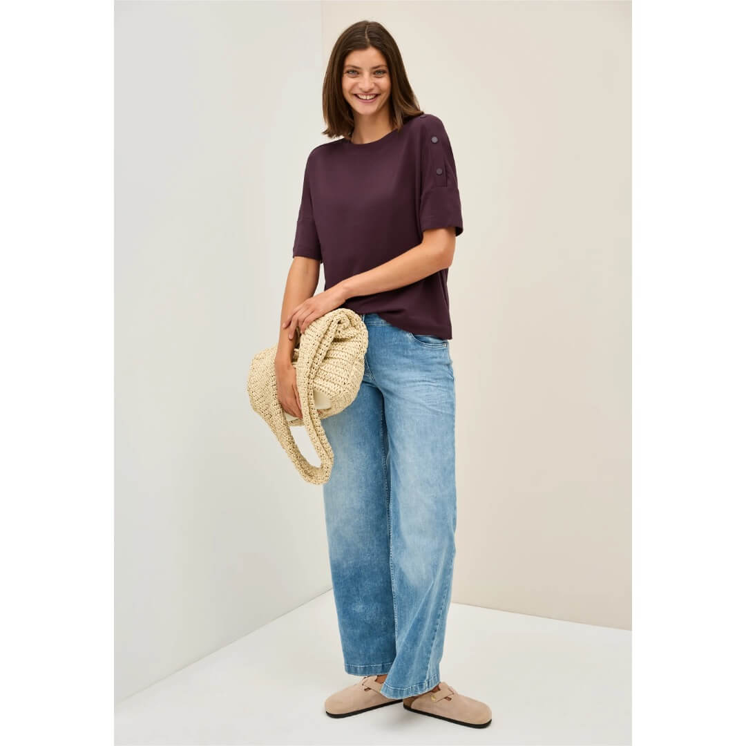 Cecil t-paita napit, viininpunainen - Moment.fi