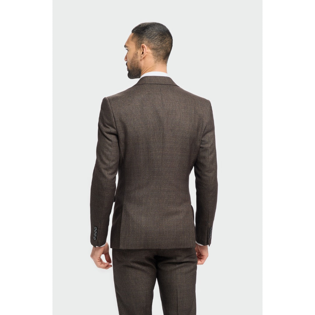 House of Cavani ruutublazer, ruskea - Moment.fi