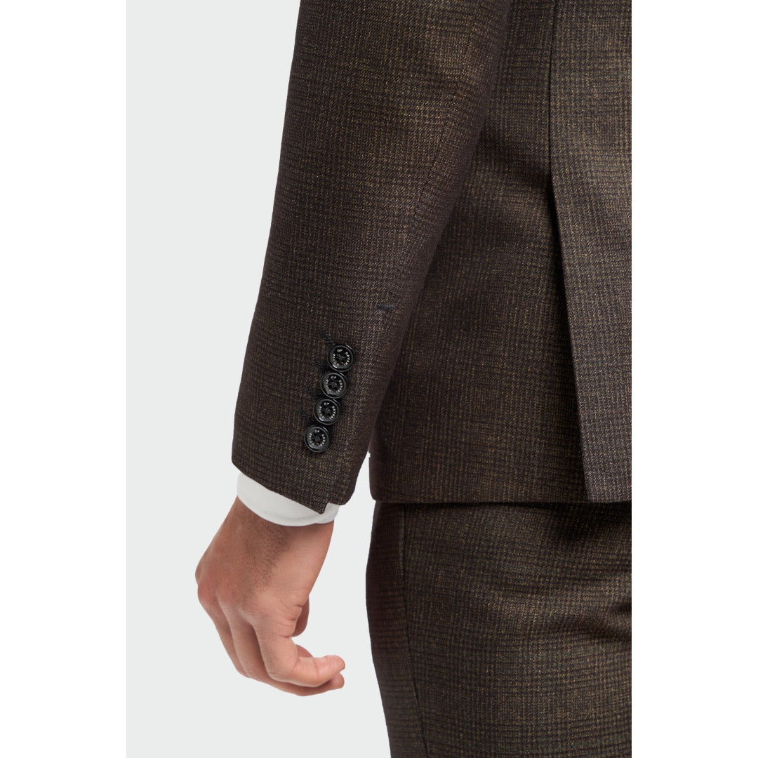 House of Cavani ruutublazer, ruskea - Moment.fi