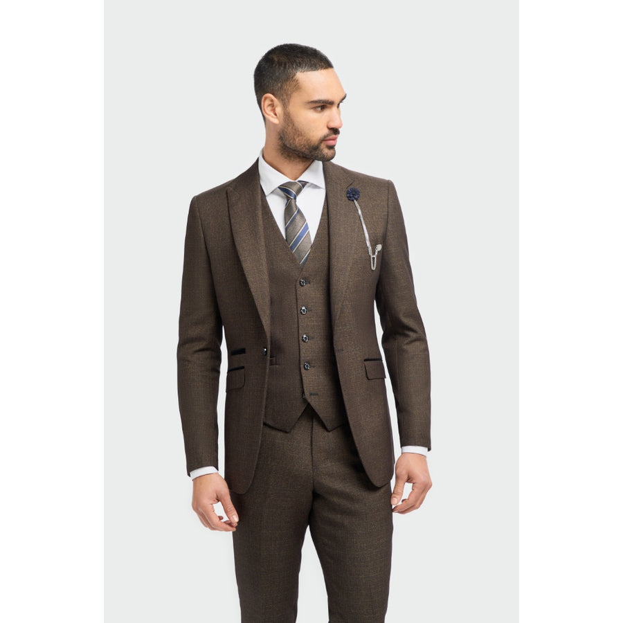 House of Cavani ruutublazer, ruskea - Moment.fi