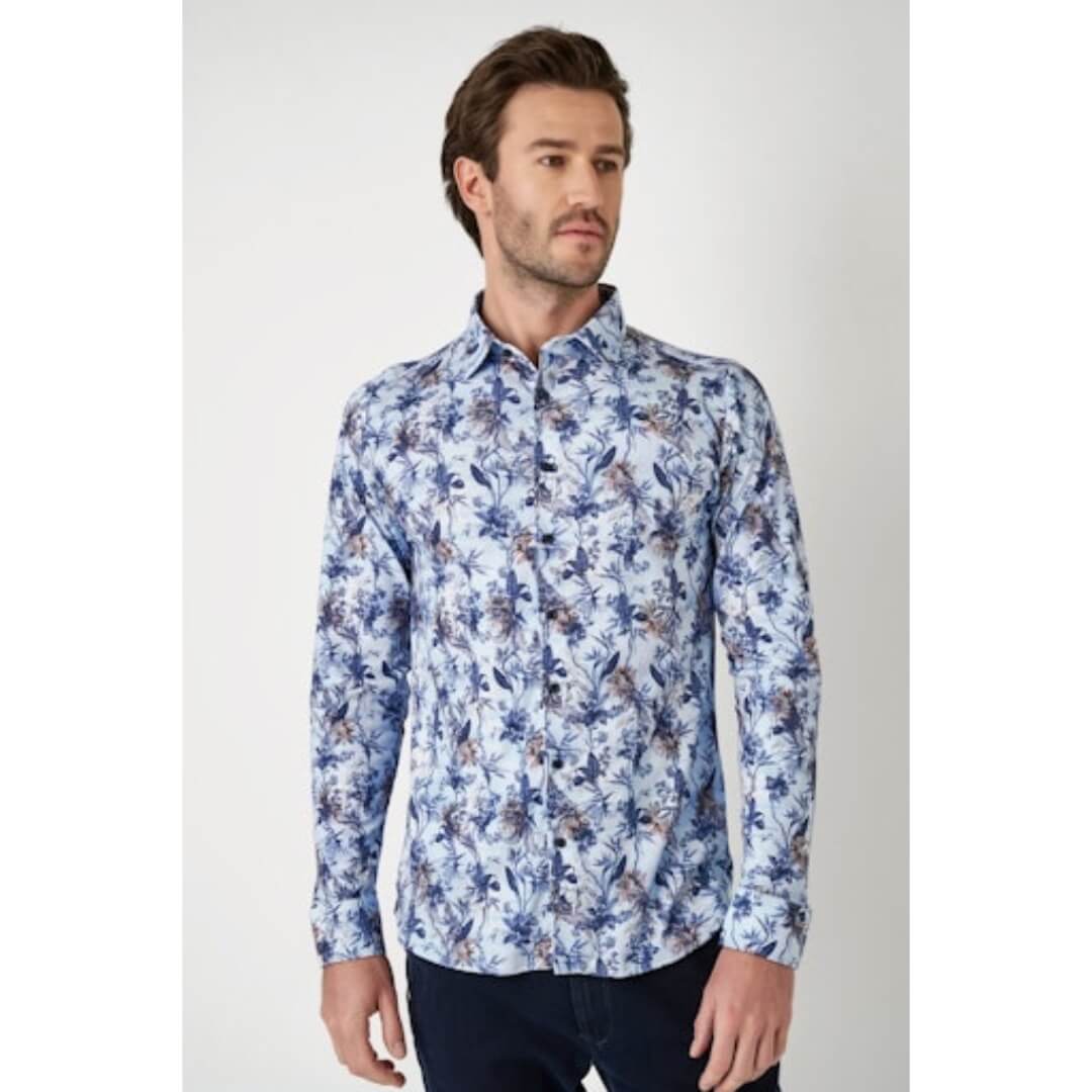 Desoto kukkakuosipaita, vaaleansininen - Moment.fi