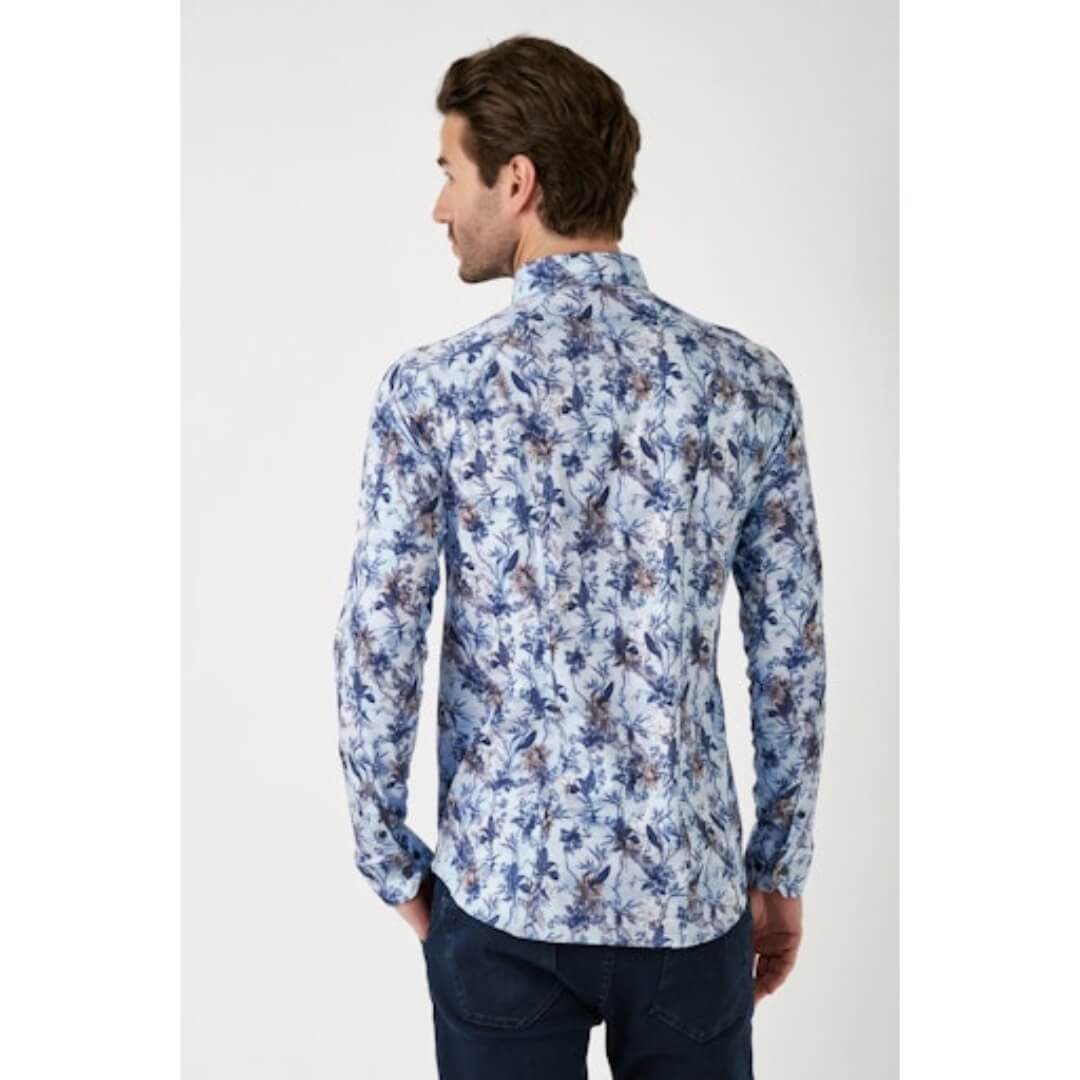 Desoto kukkakuosipaita, vaaleansininen - Moment.fi