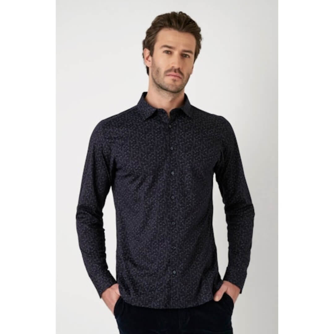 Desoto kukkakuosipaita, tummansininen - Moment.fi