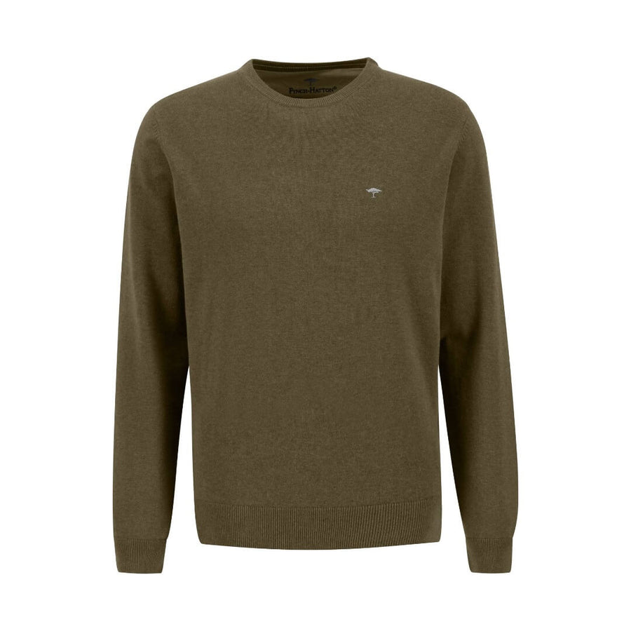 Fynch & Hatton puuvillaneule o-aukko, oliivi - Moment.fi