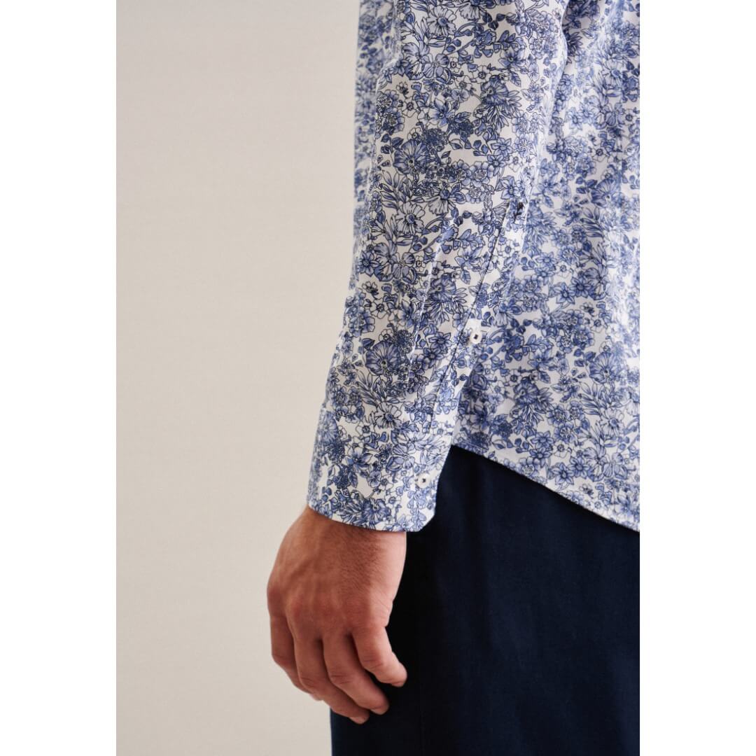 Seidensticker kuosipaita stretch SLIM, sininen - Moment.fi