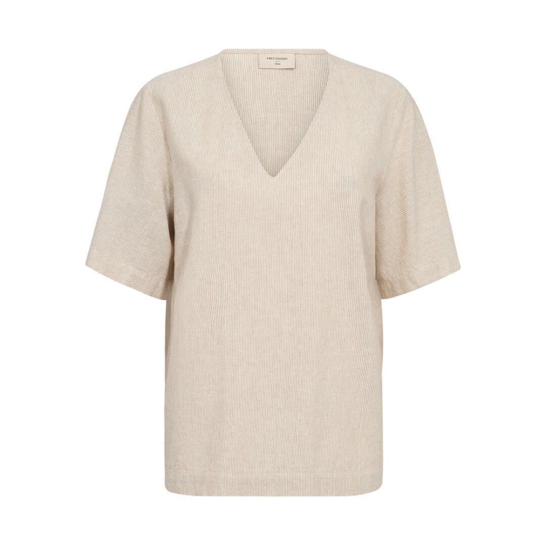 Freequent pellavapaita raita, beige - Moment.fi