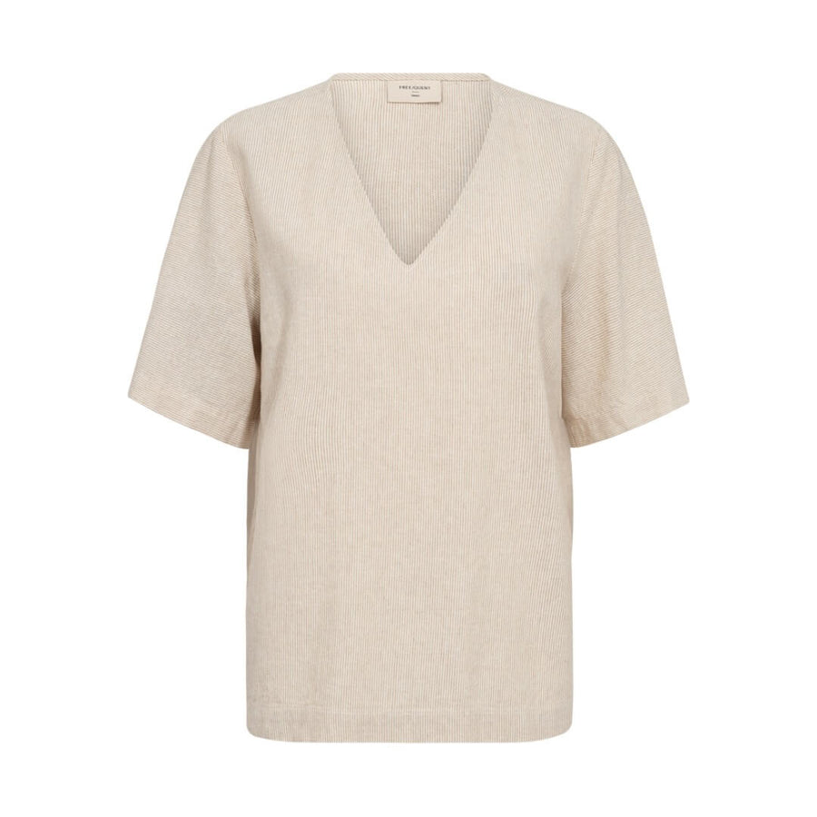 Freequent pellavapaita raita, beige - Moment.fi