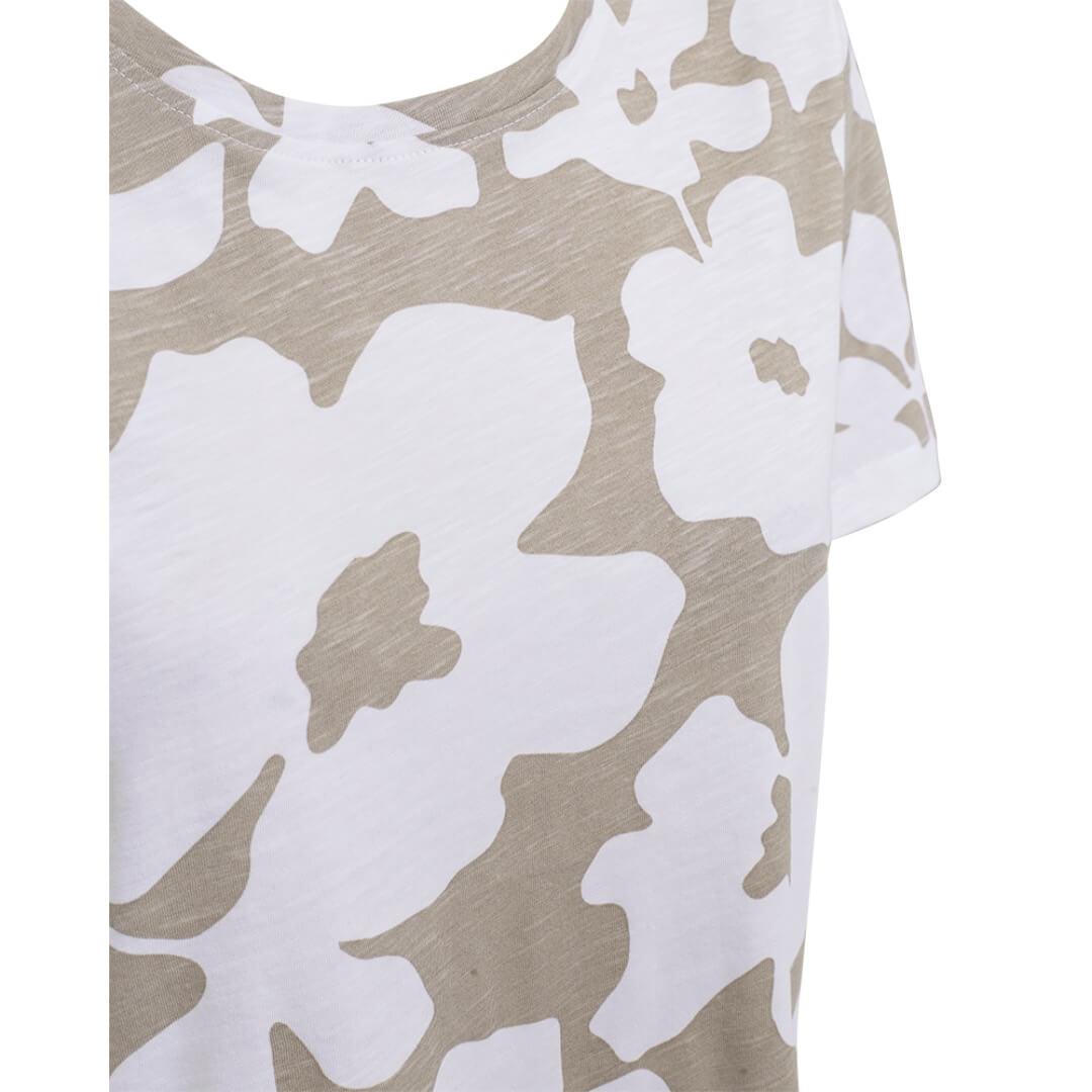 Freequent t-paita kukka, beige - Moment.fi