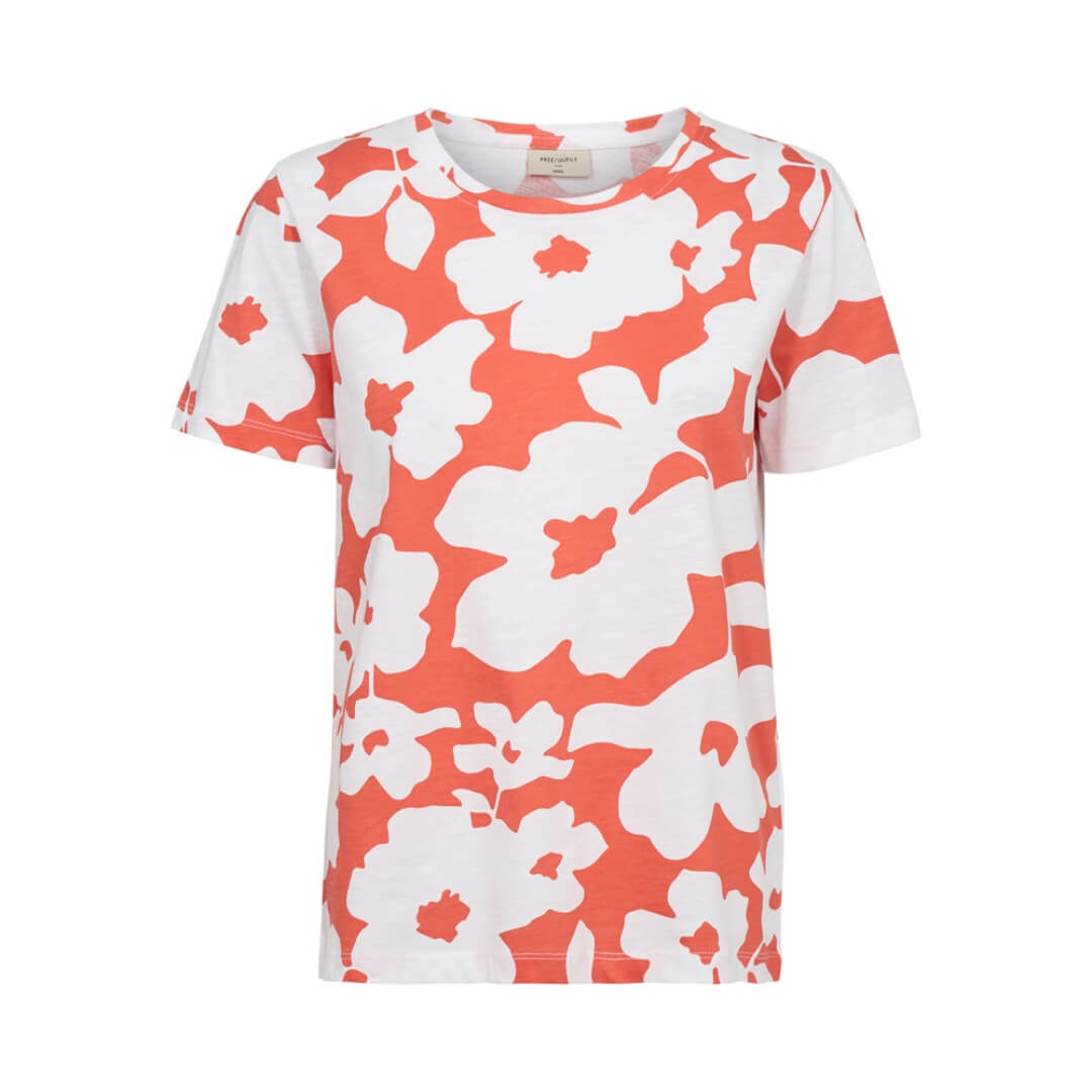 Freequent t-paita kukka, koralli - Moment.fi