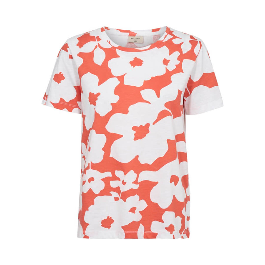 Freequent t-paita kukka, koralli - Moment.fi
