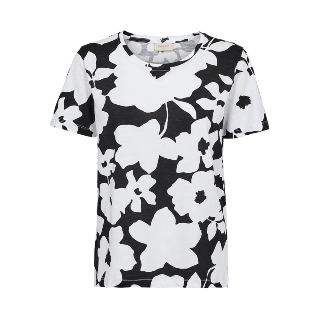 Freequent t-paita kukka, musta - Moment.fi