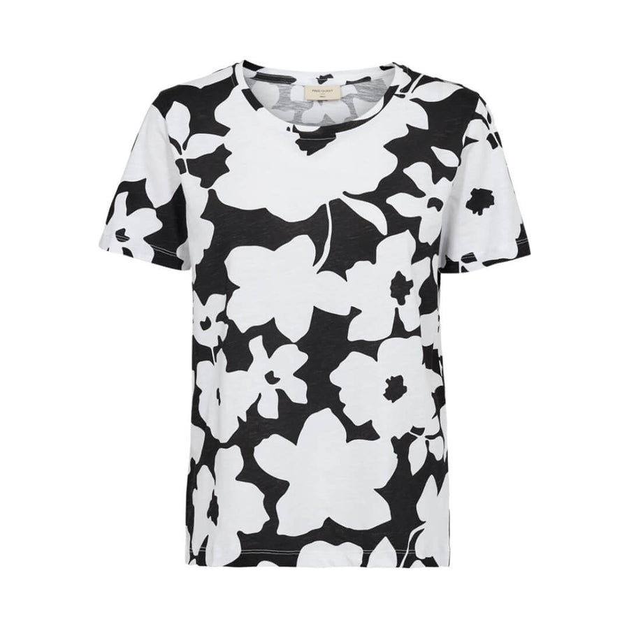 Freequent t-paita kukka, musta - Moment.fi