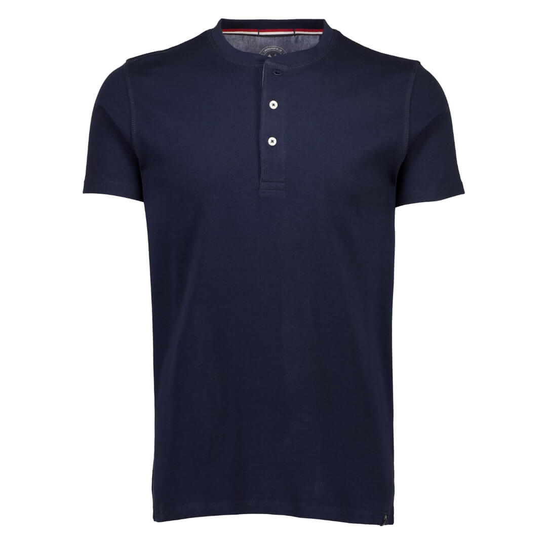 Lindbergh t-paita nappikaulus, tummansininen - Moment.fi