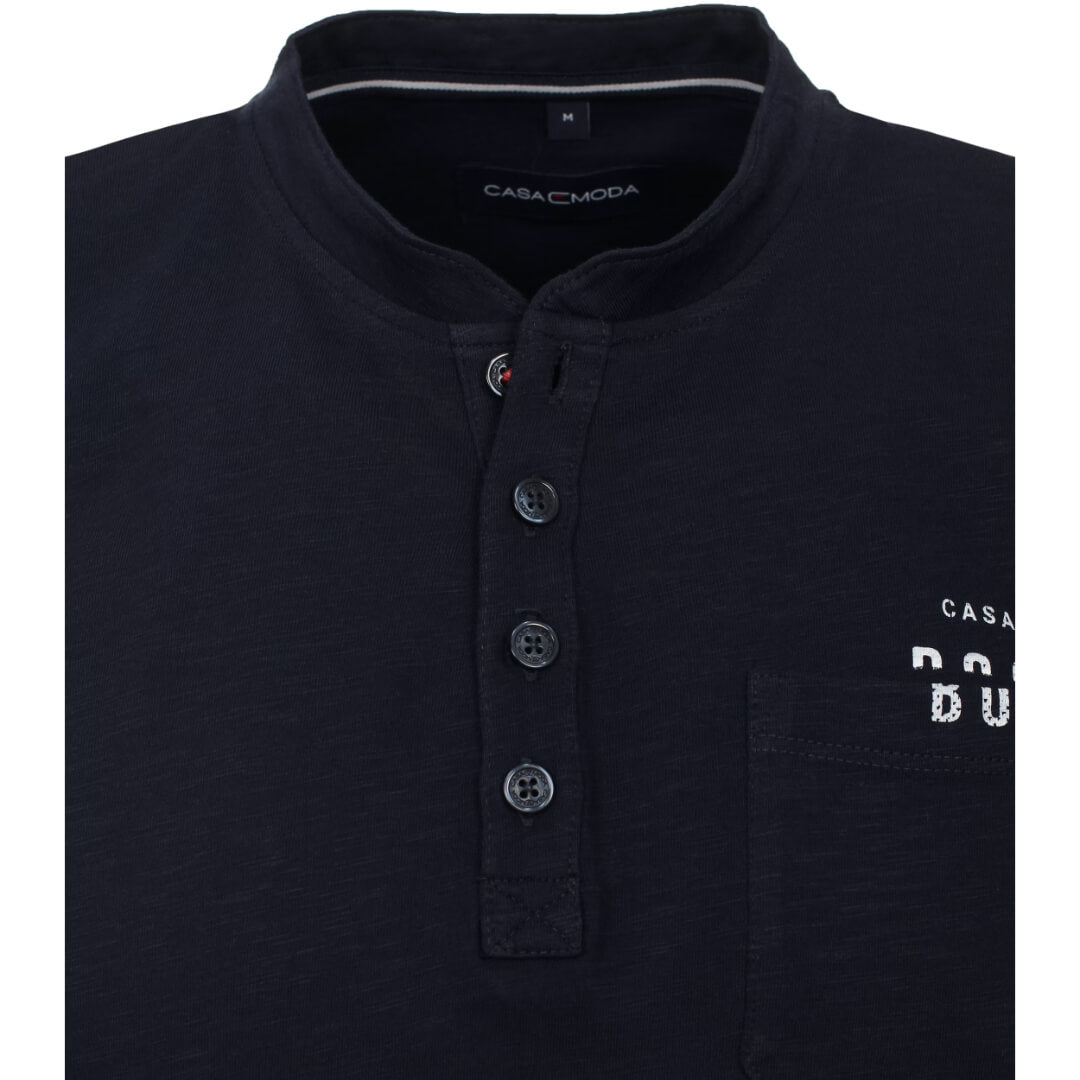 Casamoda t-paita henley, tummansininen - Moment.fi